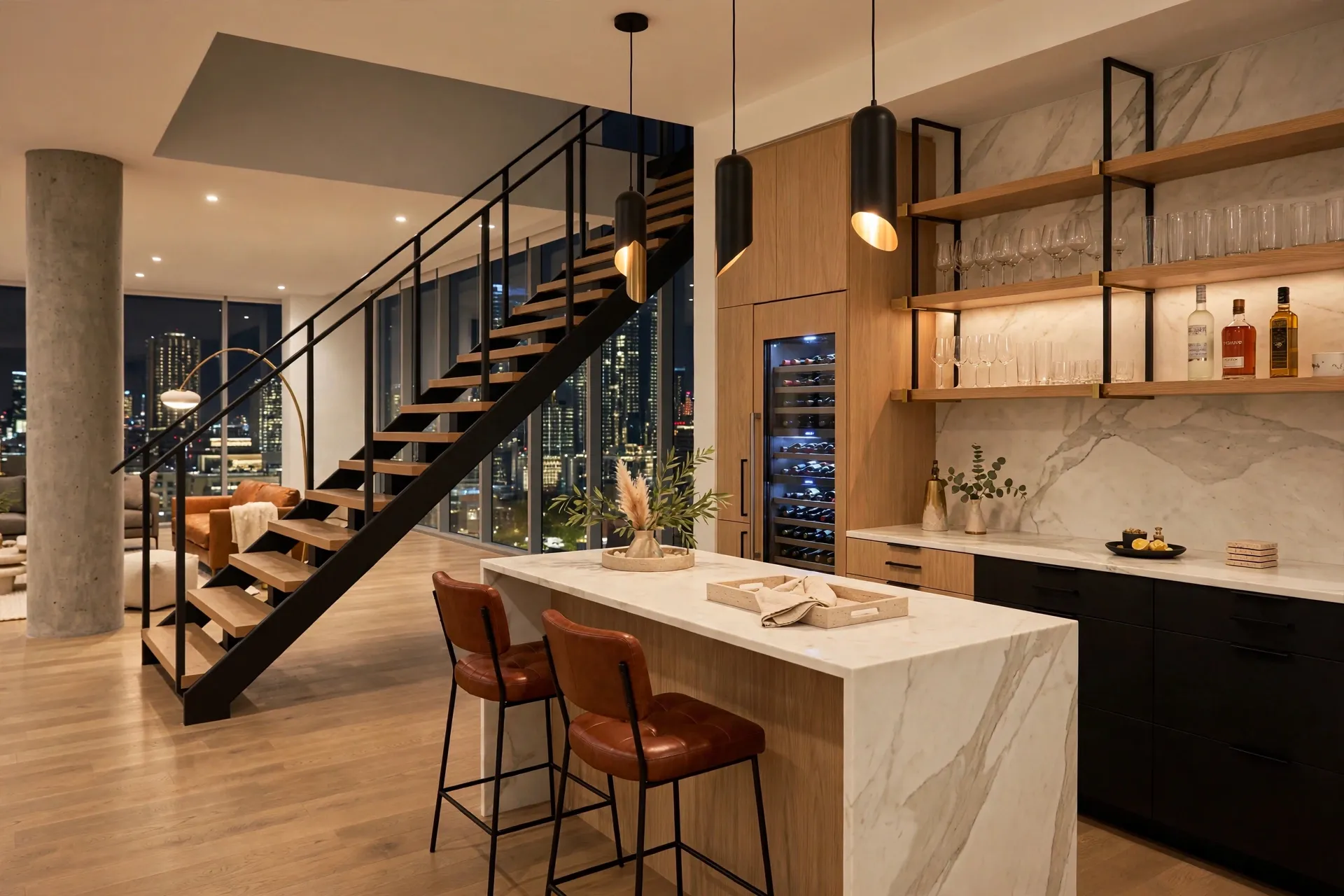 Wet bar at night